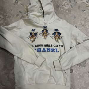 Cream Hoodie with Cartoon Mega Yacht